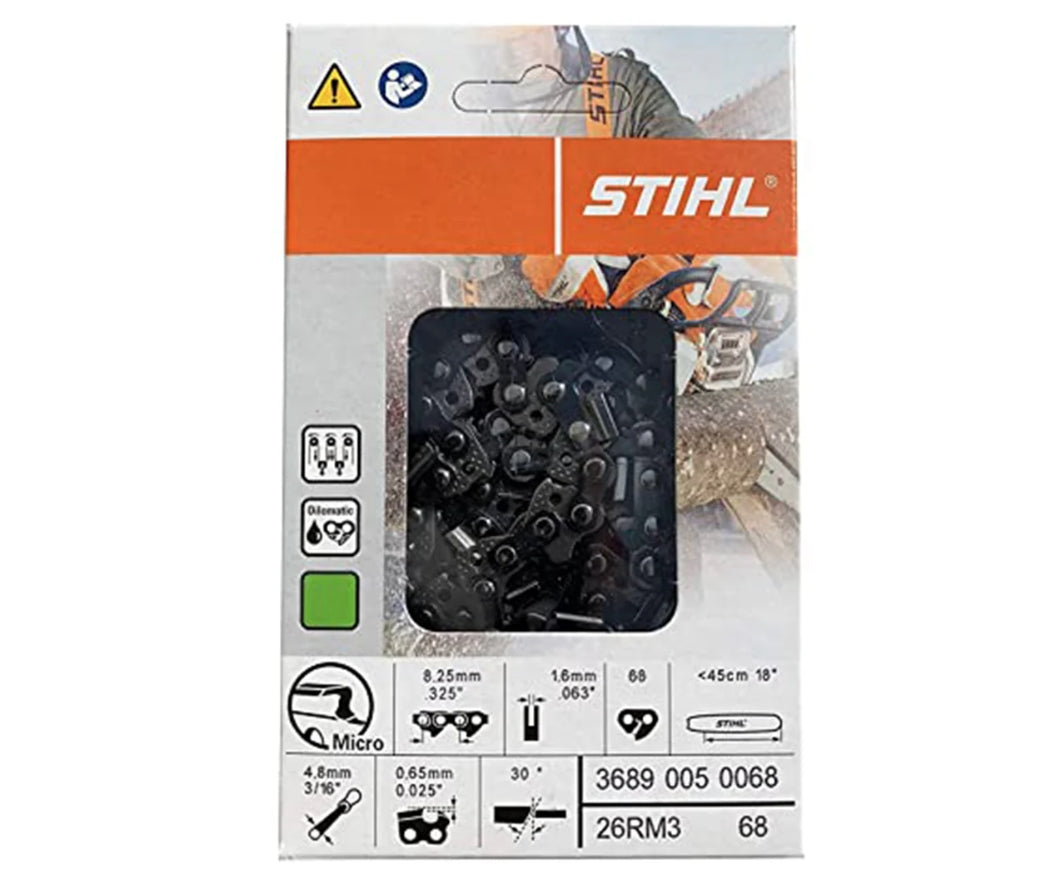 Stihl 3689 005 0068 OILOMATIC Rapid Micro Chainsaw Chain 18 In. 26RM3 68