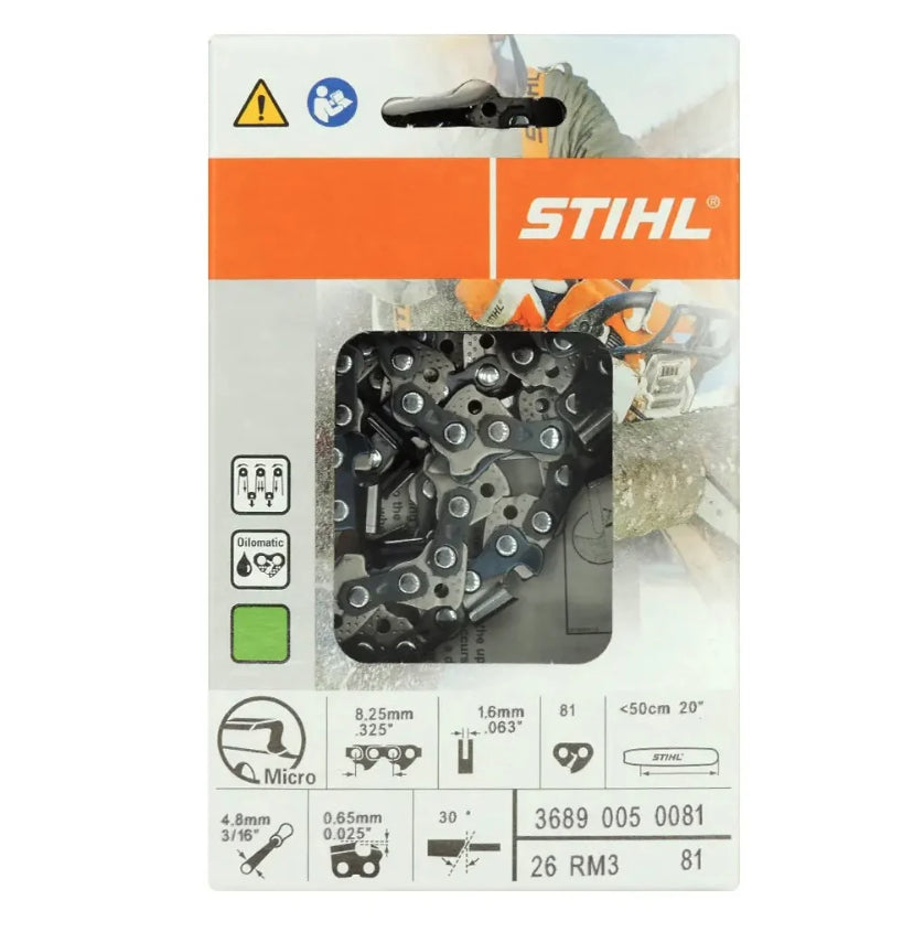 Stihl 3689 005 0081 Chainsaw Chain 20 In. 26RM3 81